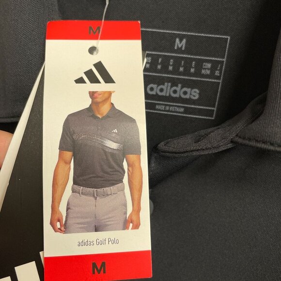 NEW Adidas Golf Polo Men's M Black & Gray Stripe Polyester Shirt - Picture 6 of 8